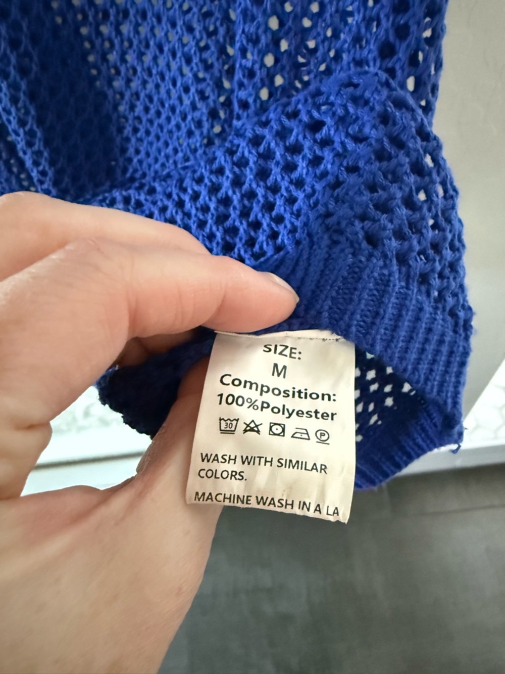 Cupshe Royal Blue Crochet Swim Coverup with Gold Ring - Picture 2 of 3